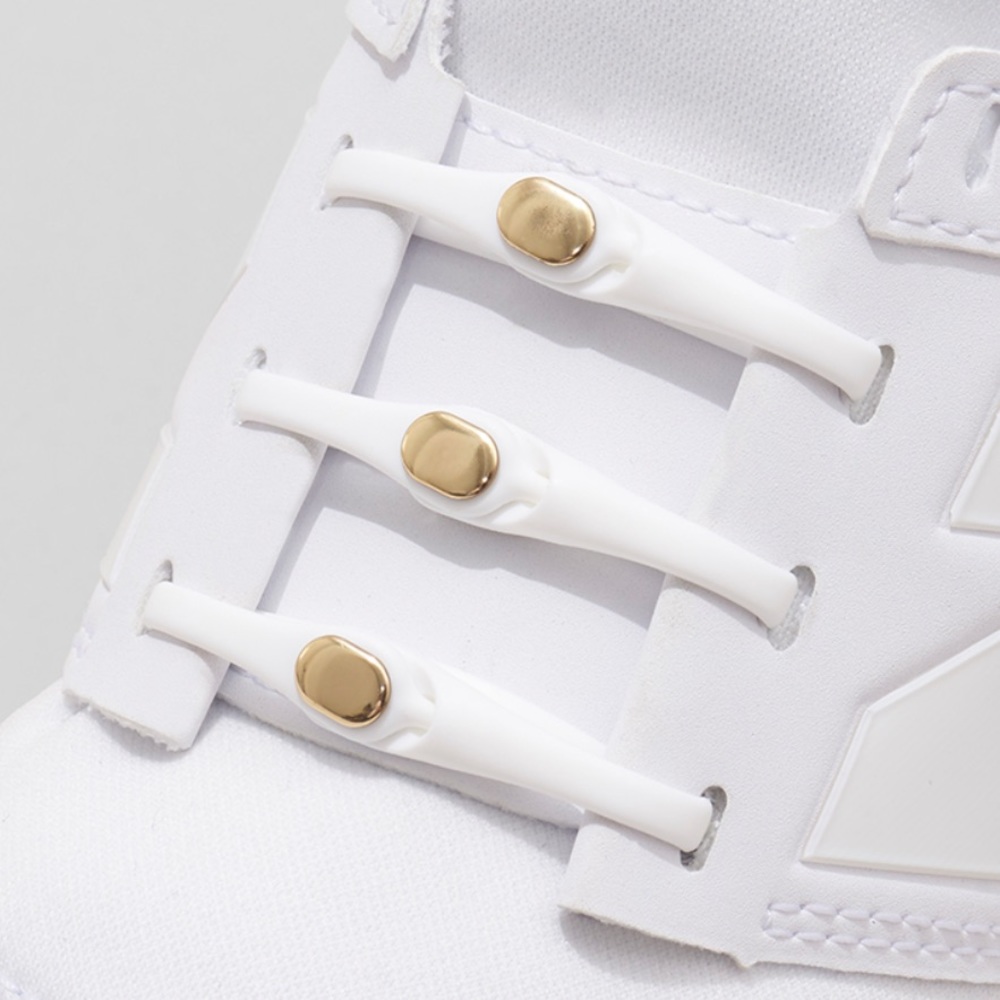 NWT White with gold Hickies (laceless shoe lace)